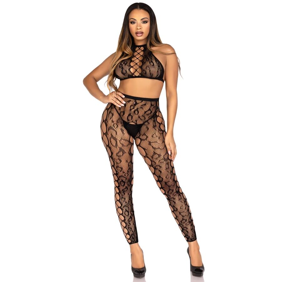 LEG AVENUE - 89372 CROP-TOP- UND SCHRITTLOSE STRUMPFHOSE, SCHWARZ - EINHEITSGRÖSSE – Bild 4