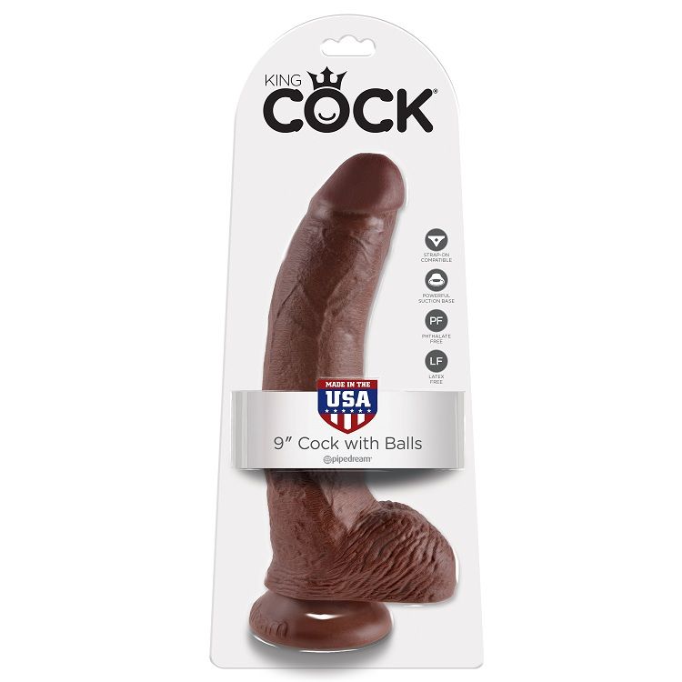 KING COCK - 9 DILDO BRAUN MIT EIER 22.9 CM – Bild 4