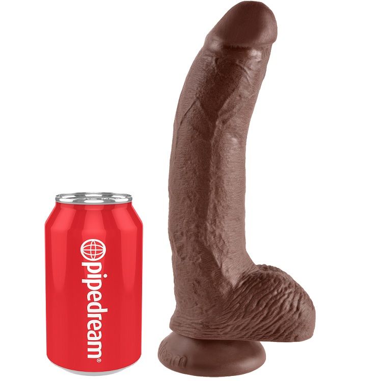 KING COCK - 9 DILDO BRAUN MIT EIER 22.9 CM – Bild 5