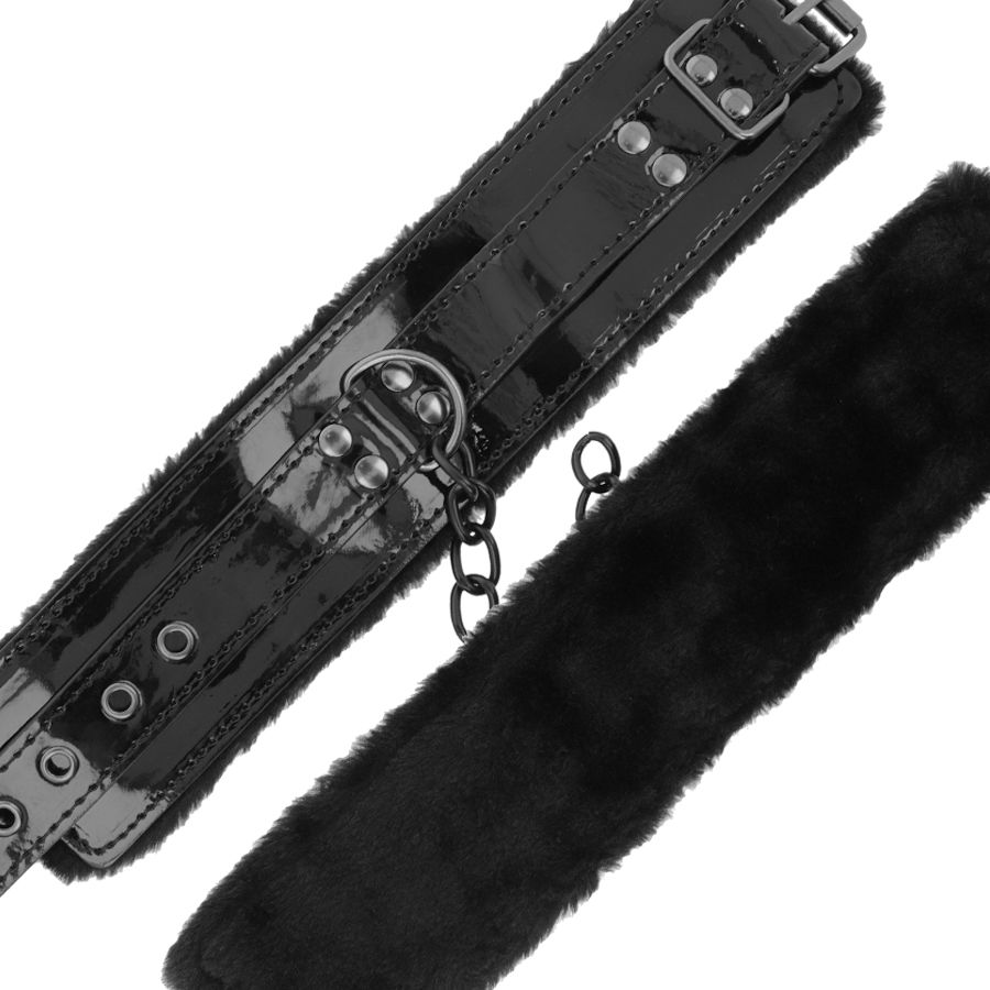 DARKNESS - VERSTELLBARE HANDSCHELLEN AUS SCHWARZEM LEDER MIT VORHNGESCHLOSS – Bild 3