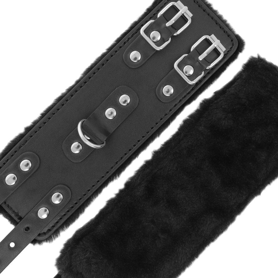 DARKNESS - SCHWARZE, VERSTELLBARE LEDERHANDSCHELLEN MIT FUTTER – Bild 4