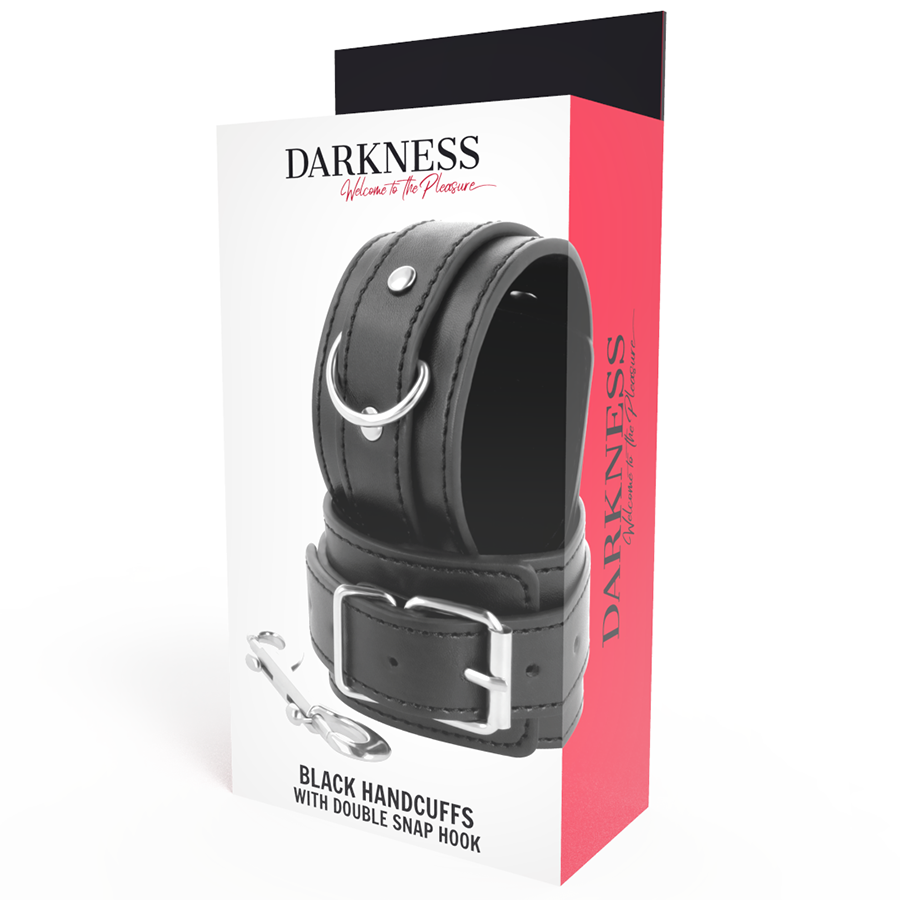 DARKNESS - SCHWARZE VERSTELLBARE HANDSCHELLEN MIT DOPPELTEM VERSTÄRKUNGSBAND – Bild 5