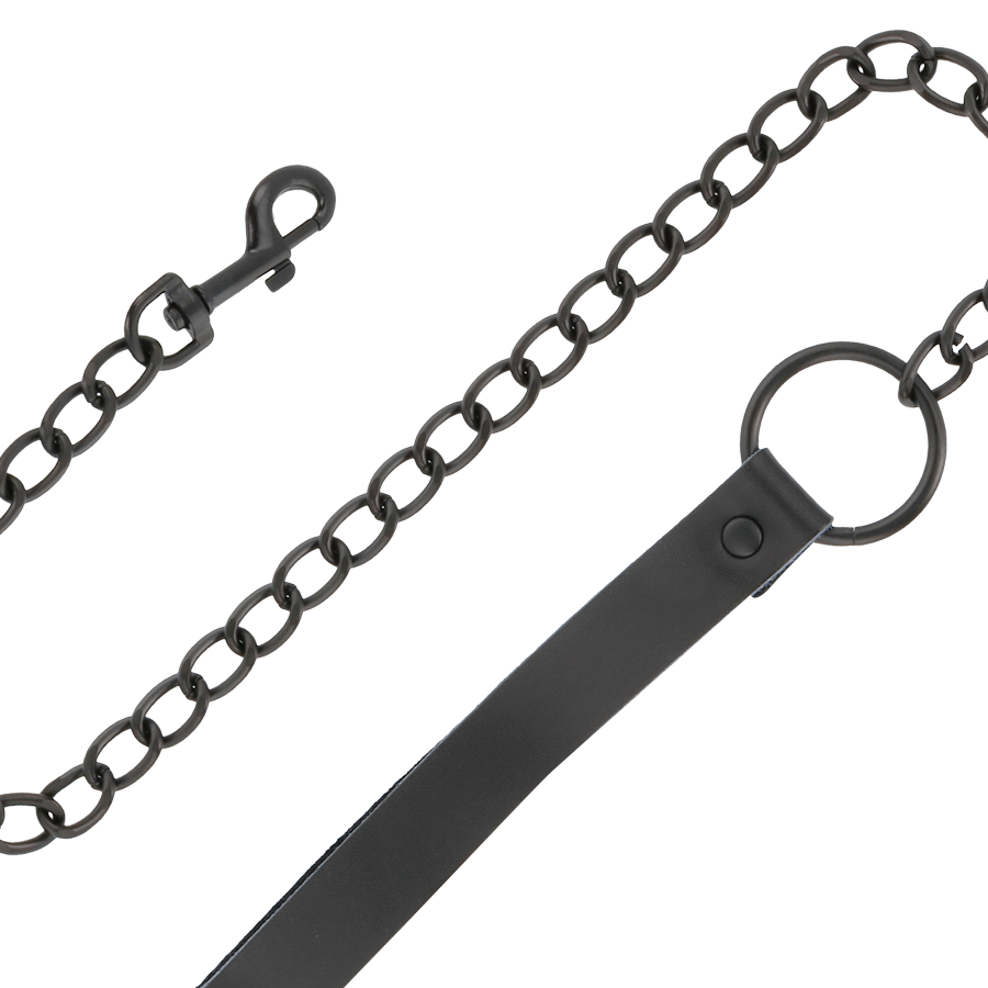 DARKNESS - HANDSCHELLEN UND KRAGEN AUS SCHWARZEM LEDER – Bild 4