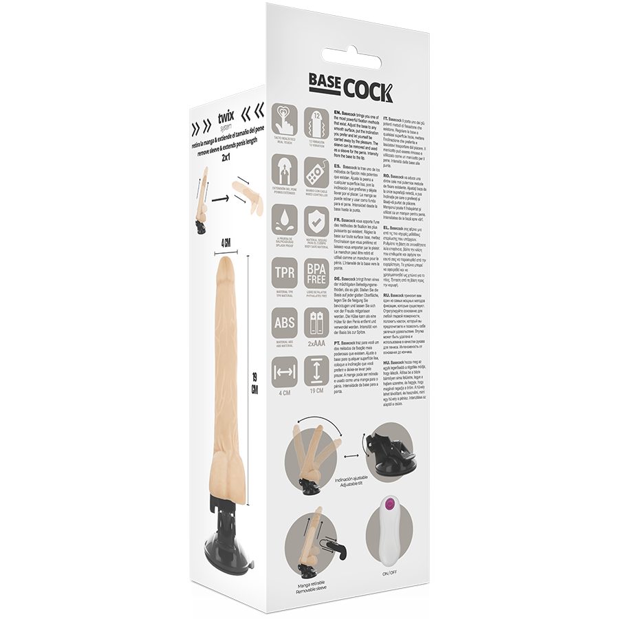 BASECOCK - REALISTISCHER VIBRATOR MIT FERNBEDIENUNG FLESH 19 CM – Bild 3