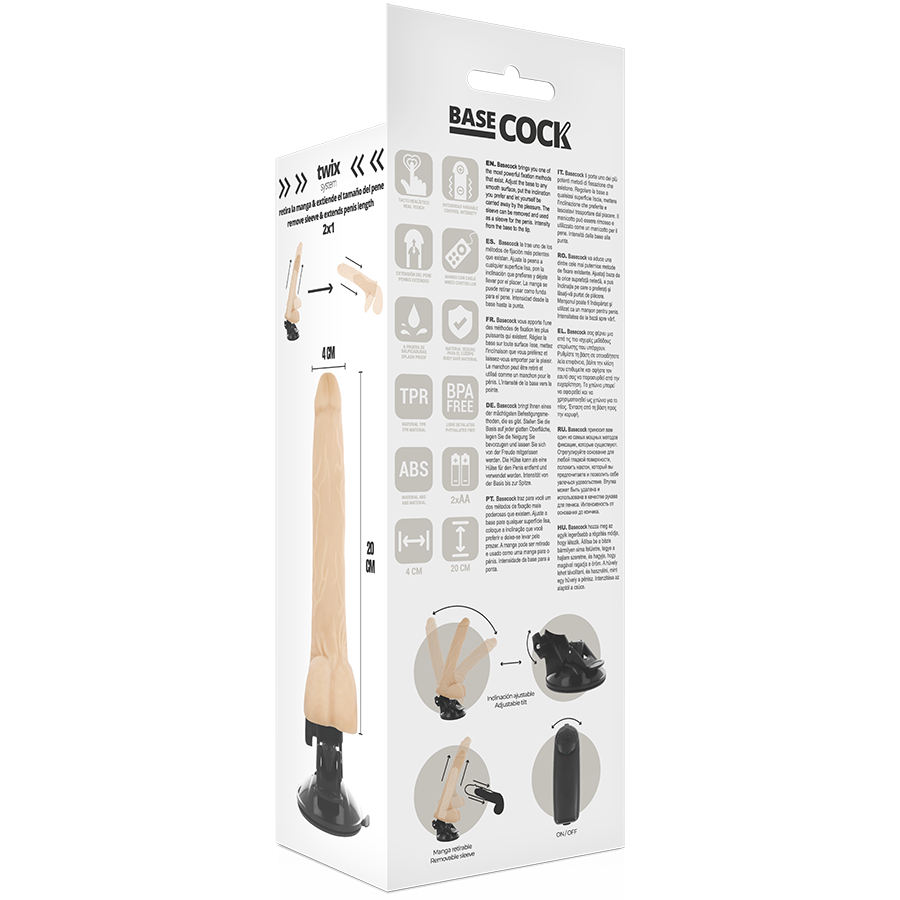 BASECOCK - REALISTISCHER VIBRATOR MIT FERNBEDIENUNG MIT HODEN 20 CM – Bild 3