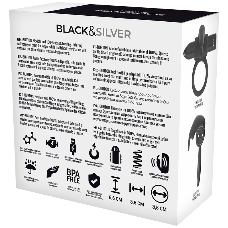 BLACK&SILVER - BURTON RING 10 VIBRATIONSMODI SCHWARZ – Bild 5