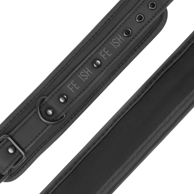 FETISH SUBMISSIVE - HALSKETTE UND HANDSCHELLEN AUS VEGANEM LEDER MIT NOPRENE-FUTTER – Bild 5