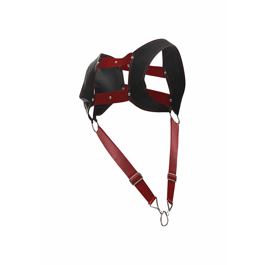 MOB - DNGEON HARNESS MIT ROTEM PENISRING EINE GRÖSSE – Bild 4