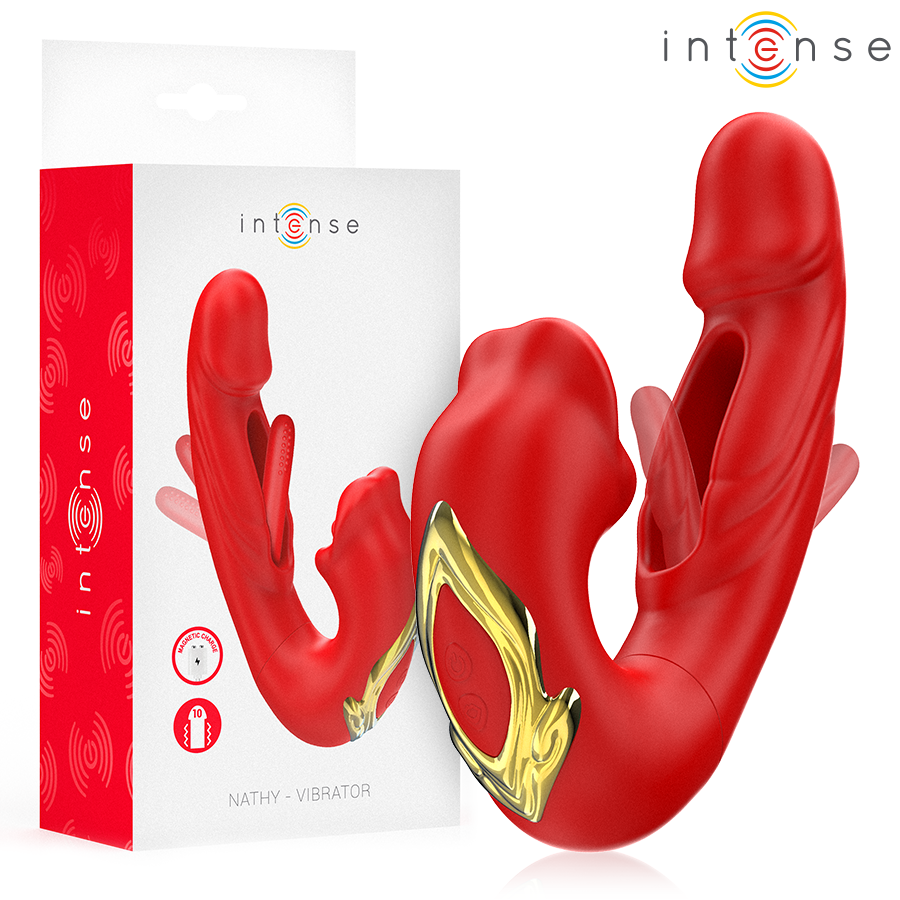 INTENSE - NATHY DOPPELVIBRATOR MIT MULTIFUNKTIONS-STIMULIERENDER MUND ROT