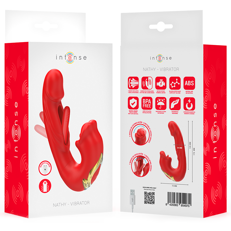 INTENSE - NATHY DOPPELVIBRATOR MIT MULTIFUNKTIONS-STIMULIERENDER MUND ROT – Bild 8