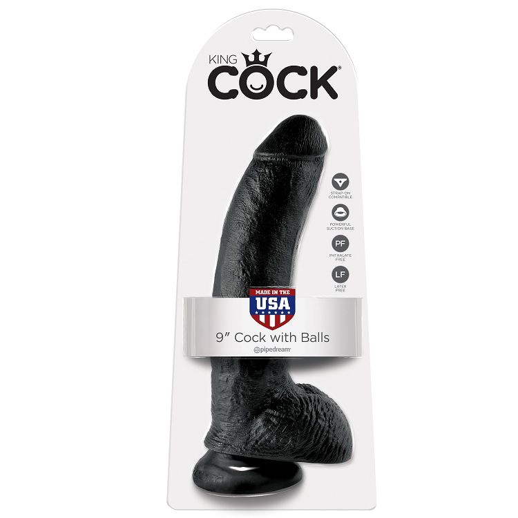 KING COCK - 9 DILDO SCHWARZ MIT EIER 22.9 CM – Bild 4