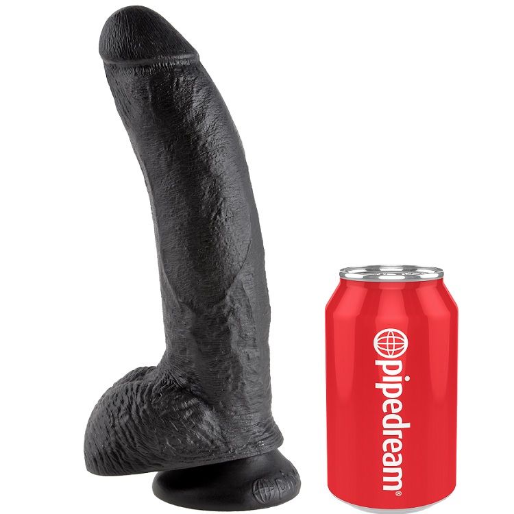 KING COCK - 9 DILDO SCHWARZ MIT EIER 22.9 CM – Bild 5
