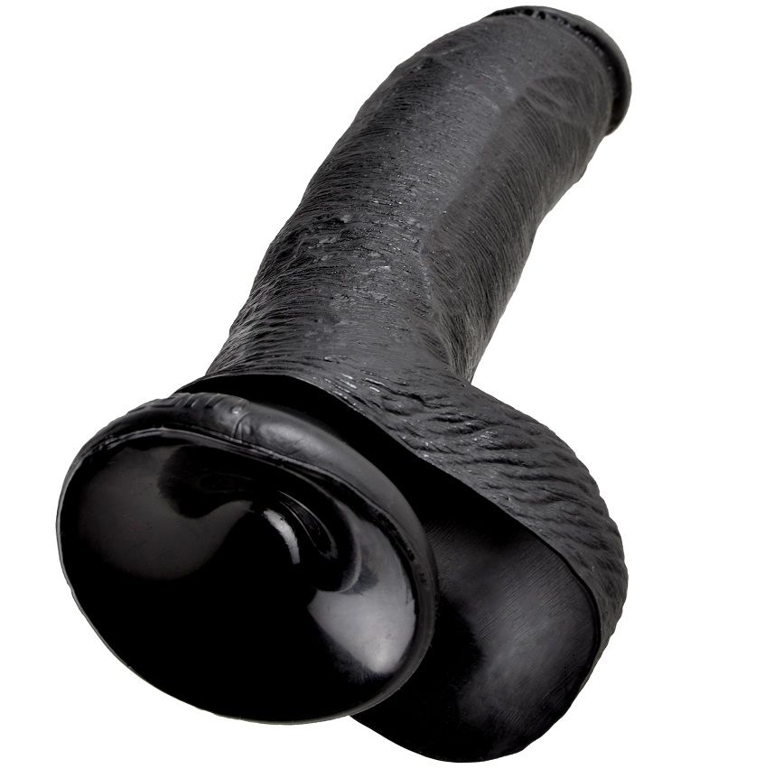 KING COCK - 9 DILDO SCHWARZ MIT EIER 22.9 CM – Bild 2