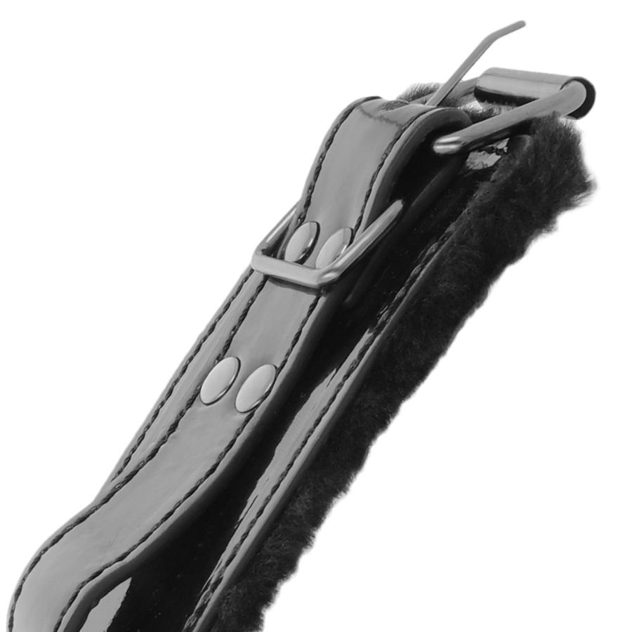 DARKNESS - SCHWARZE, VERSTELLBARE LEDERHANDSCHELLEN MIT VORHNGESCHLOSS – Bild 4