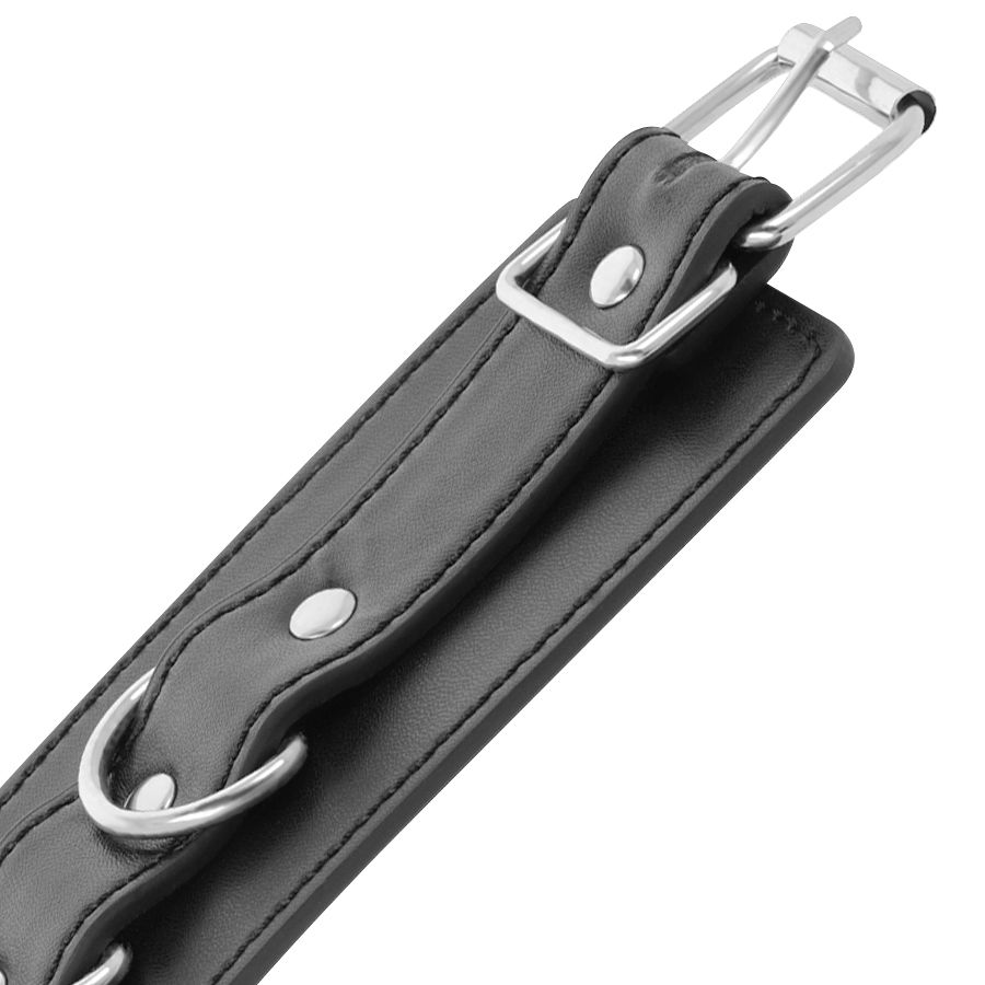 DARKNESS - SCHWARZE VERSTELLBARE LEDER-KNÖCHEL-HANDSCHELLEN – Bild 6