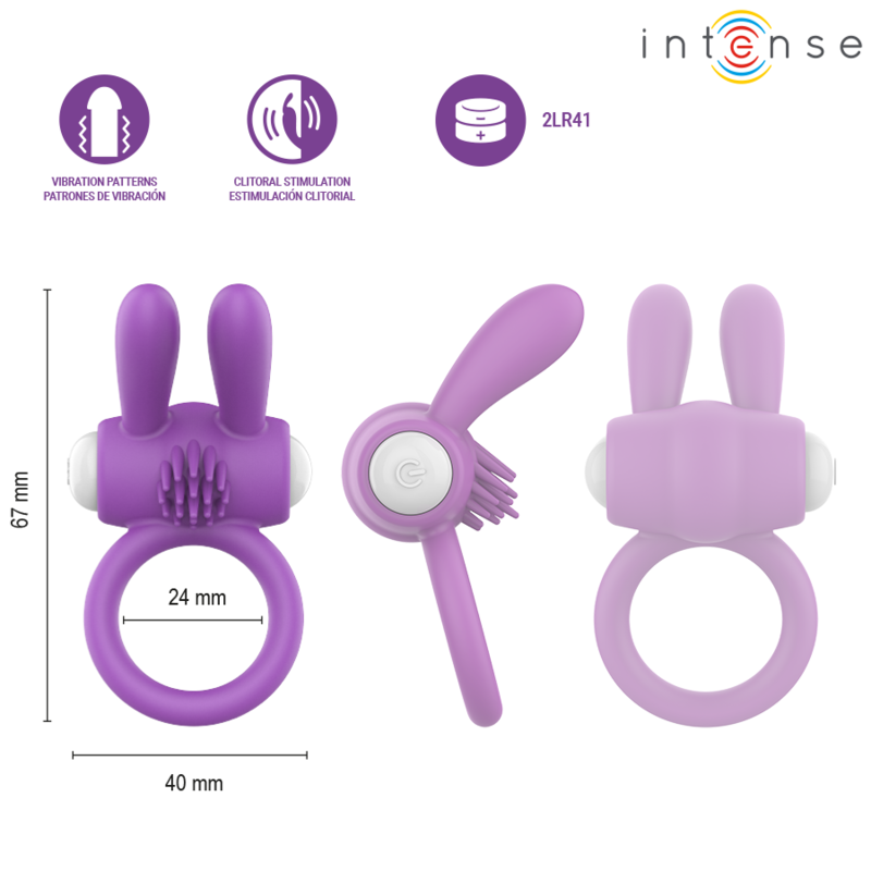 INTENSE - HOPPS VIBRIERENDER PENISRING MIT KLITORISSTIMULATION, LILA – Bild 5