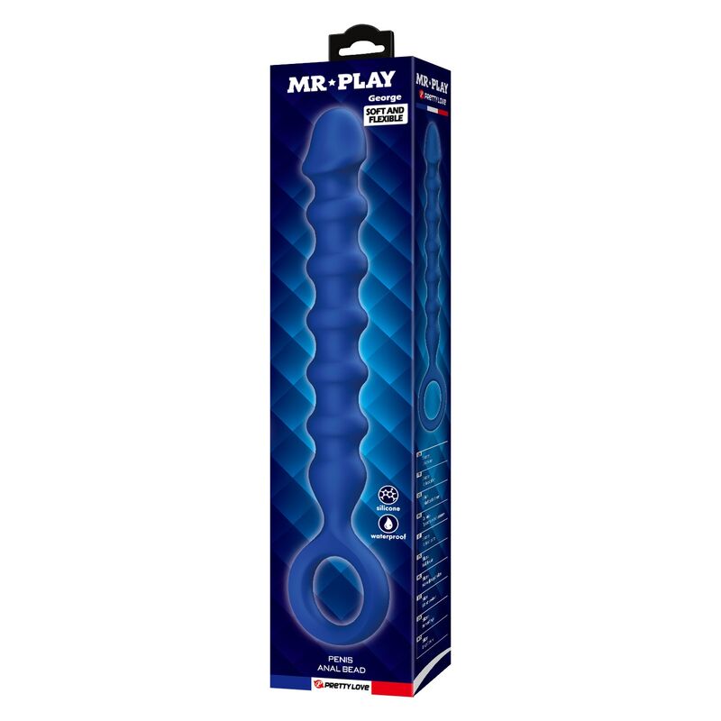 MR PLAY – BLAUE SILIKON-ANALPERLEN & ANALPLUG – Ø – 3,4 CM – 28,5 CM – Bild 7