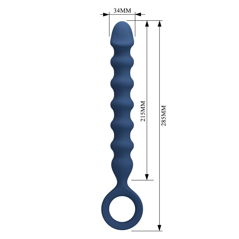 MR PLAY – BLAUE SILIKON-ANALPERLEN & ANALPLUG – Ø – 3,4 CM – 28,5 CM – Bild 4