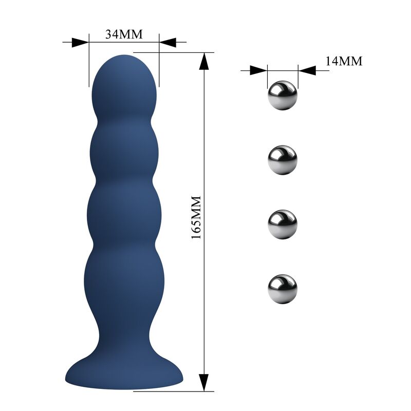 MR PLAY - ANALPLUG MIT 4 METALLKUGELN UND SAUGNAPF, BLAU – Bild 7