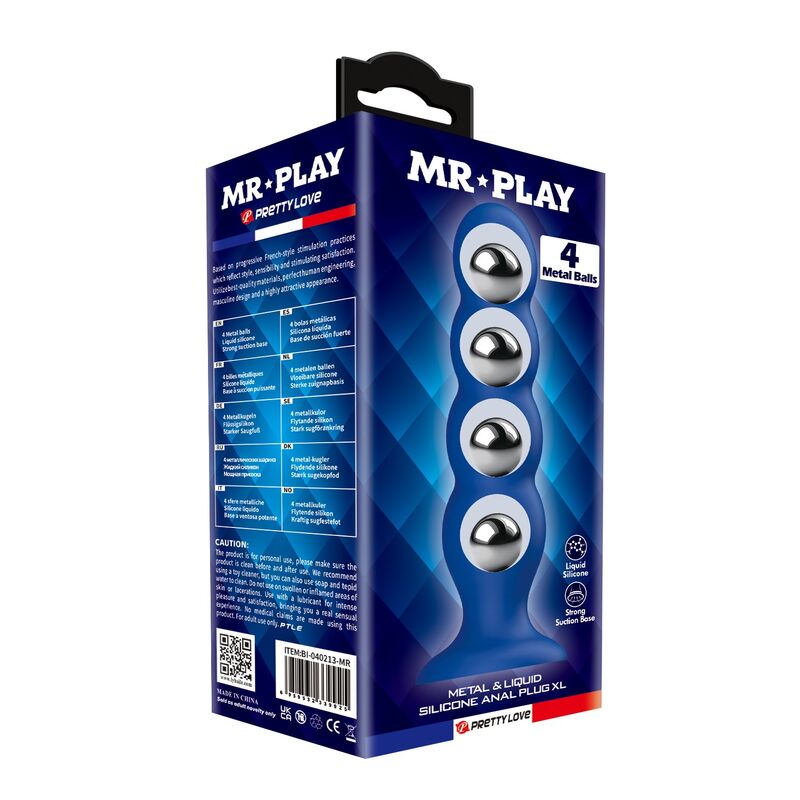 MR PLAY - ANALPLUG MIT 4 METALLKUGELN UND SAUGNAPF, BLAU – Bild 3