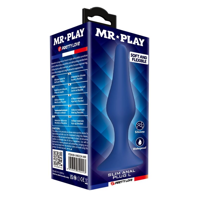 MR PLAY - SCHLANKER SILIKON-ANALPLUG BLAU L – Bild 3