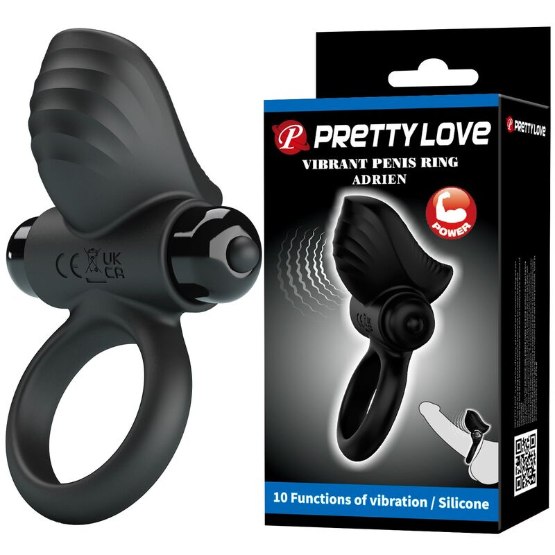 PRETTY LOVE - ADRIEN VIBRIERENDER PENISRING MIT 10 FUNKTIONEN, SCHWARZ – Bild 10