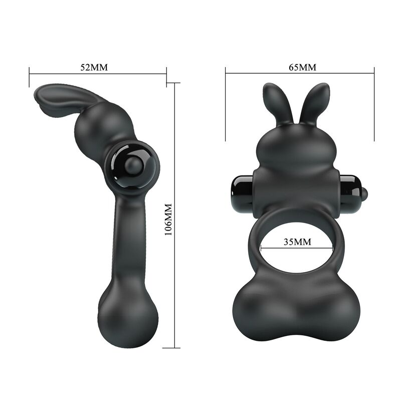 PRETTY LOVE – VIBRIERENDER PENISRING MIT HASE-STIMULATOR, 10 FUNKTIONEN, SCHWARZ – Bild 9