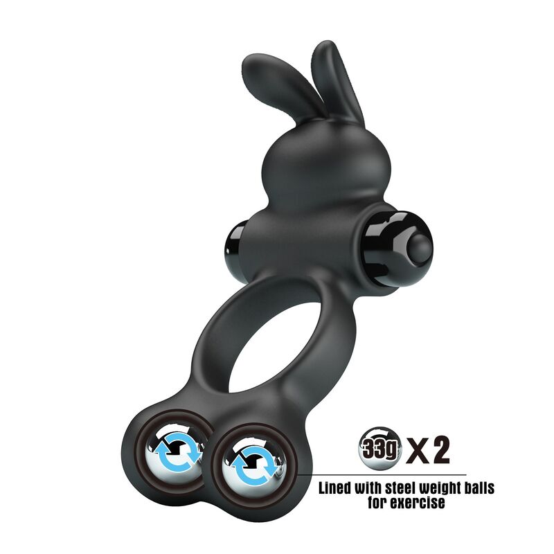 PRETTY LOVE – VIBRIERENDER PENISRING MIT HASE-STIMULATOR, 10 FUNKTIONEN, SCHWARZ – Bild 3