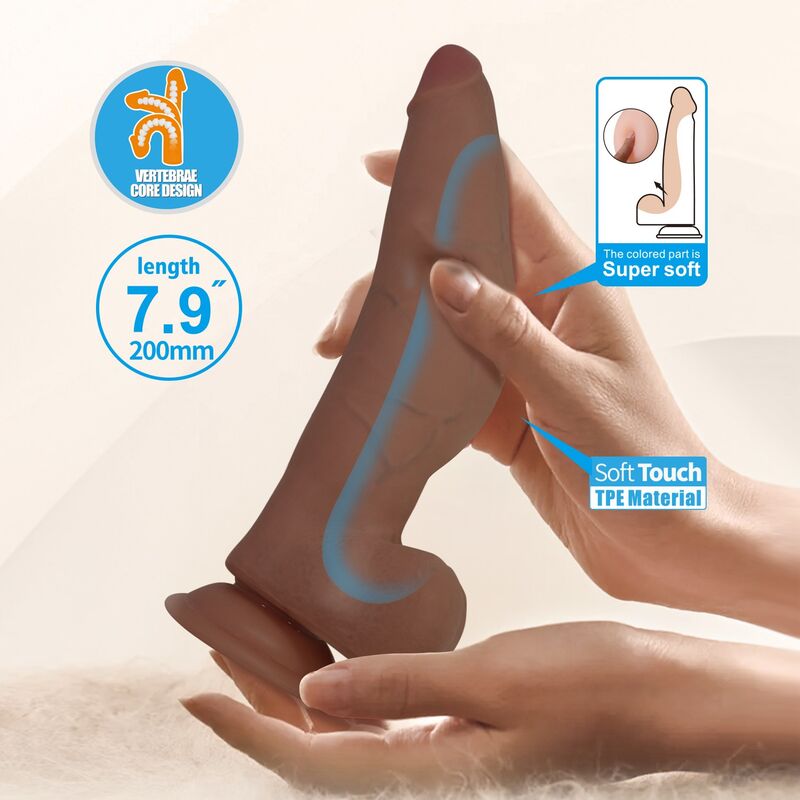 PRETTY LOVE - CUTHBERT REALISTISCHER FLEXIBLER DILDO 20 CM Ø 5 CM TPE BRAUN – Bild 8