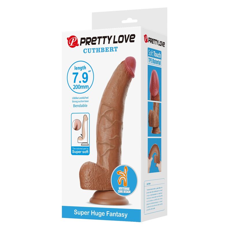 PRETTY LOVE - CUTHBERT REALISTISCHER FLEXIBLER DILDO 20 CM Ø 5 CM TPE BRAUN – Bild 3