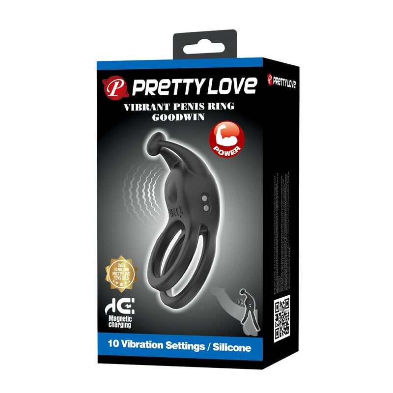 PRETTY LOVE – GOODWIN WIEDERAUFLADBARER DOPPELVIBRIERENDER PENNISRING, SCHWARZ – Bild 13