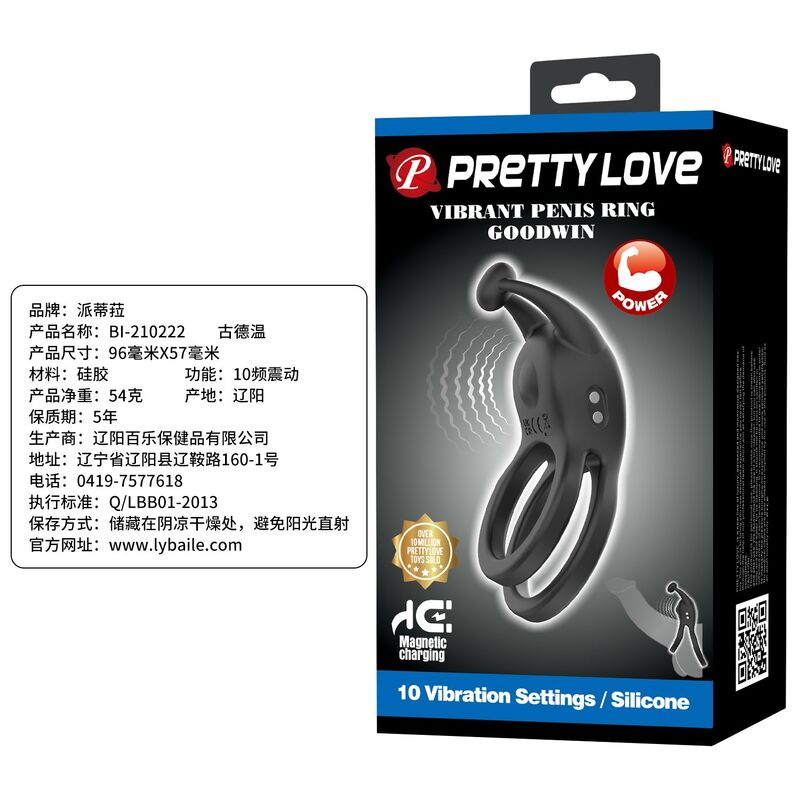PRETTY LOVE – GOODWIN WIEDERAUFLADBARER DOPPELVIBRIERENDER PENNISRING, SCHWARZ – Bild 12