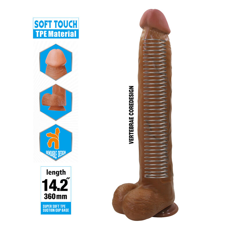 PRETTY LOVE - DANY REALISTISCHER FLEXIBLER DILDO MIT SAUGNAPF 36 CM -Ø- 5,6 CM BRAUN – Bild 5