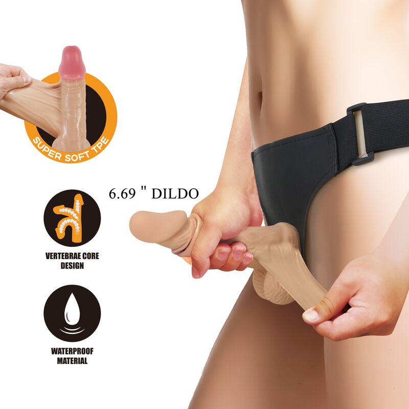 PRETTY LOVE - ZANE HARNESS MIT FLEXIBLES DILDO 17 CM Ø 4,3 CM NATÜRLICH – Bild 7
