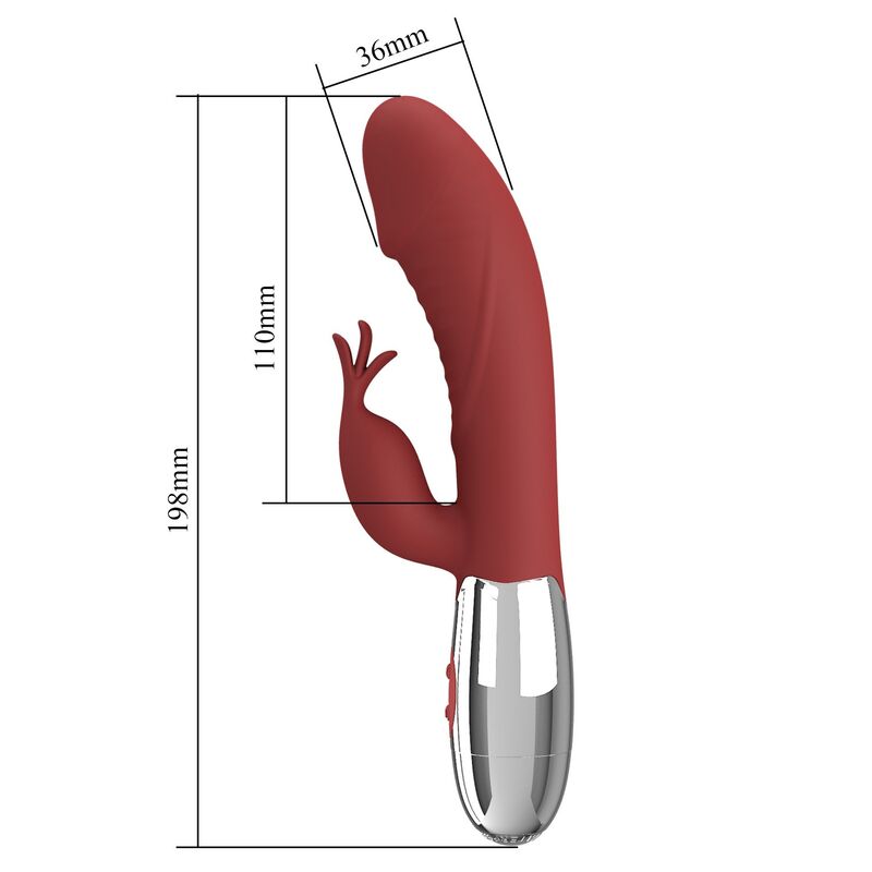 PRETTY LOVE – ROSENHOLZ-HASE-VIBRATOR MIT 30 FUNKTIONEN, USB-AUFLADBAR, ROT – Bild 7