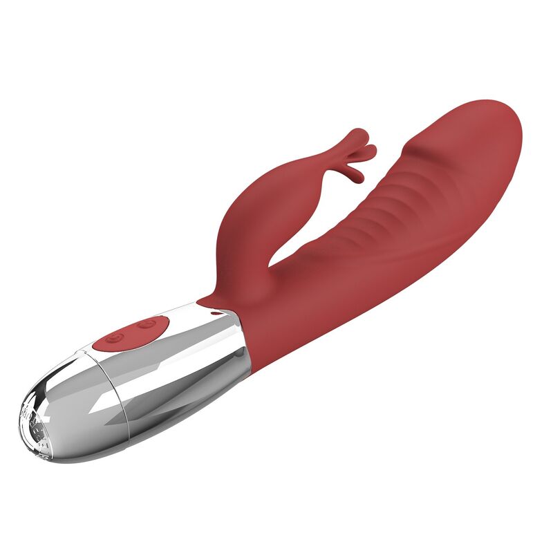 PRETTY LOVE – ROSENHOLZ-HASE-VIBRATOR MIT 30 FUNKTIONEN, USB-AUFLADBAR, ROT – Bild 4