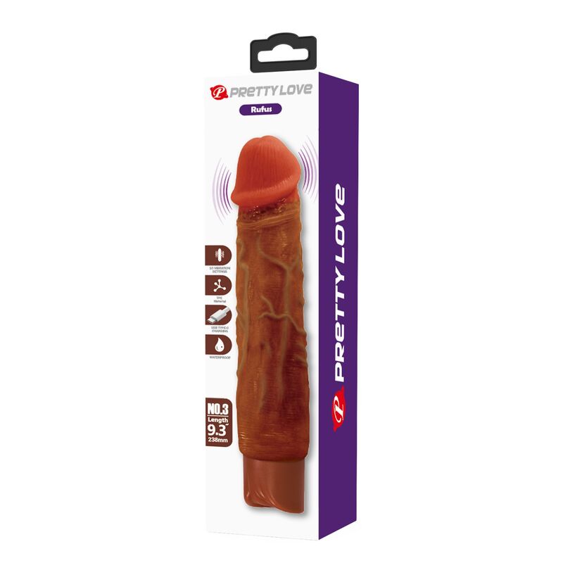 PRETTY LOVE - DUKE REALISTISCHER VIBRATOR 23,5 CM Ø 4,8 CM BRAUN – Bild 10