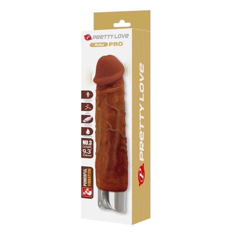 PRETTY LOVE - DUKE REALISTISCHER VIBRATOR 23,5 CM Ø 4,8 CM BRAUN – Bild 12