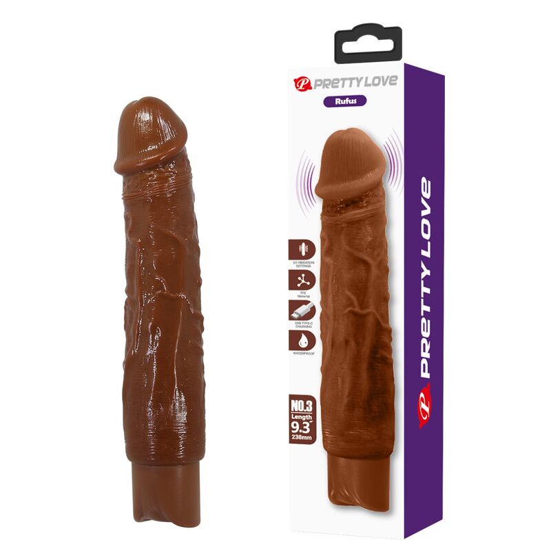 PRETTY LOVE - DUKE REALISTISCHER VIBRATOR 23,5 CM Ø 4,8 CM BRAUN – Bild 6
