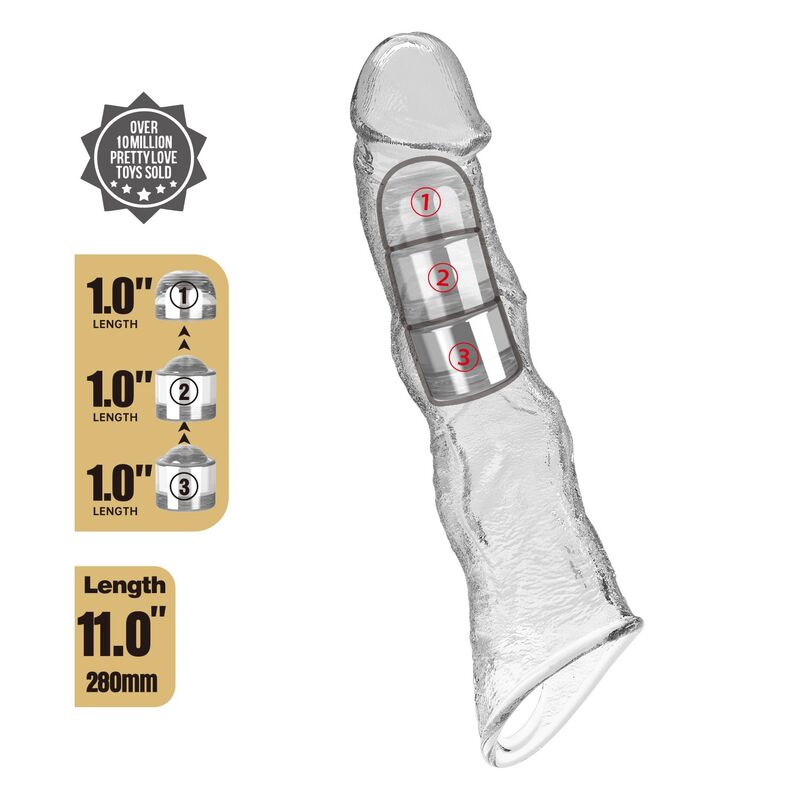 PRETTY LOVE - VERSTELLBARE PENISVERLÄNGERUNGSHÜLLE 28 CM Ø 4,5 CM TRANSPARENT – Bild 8