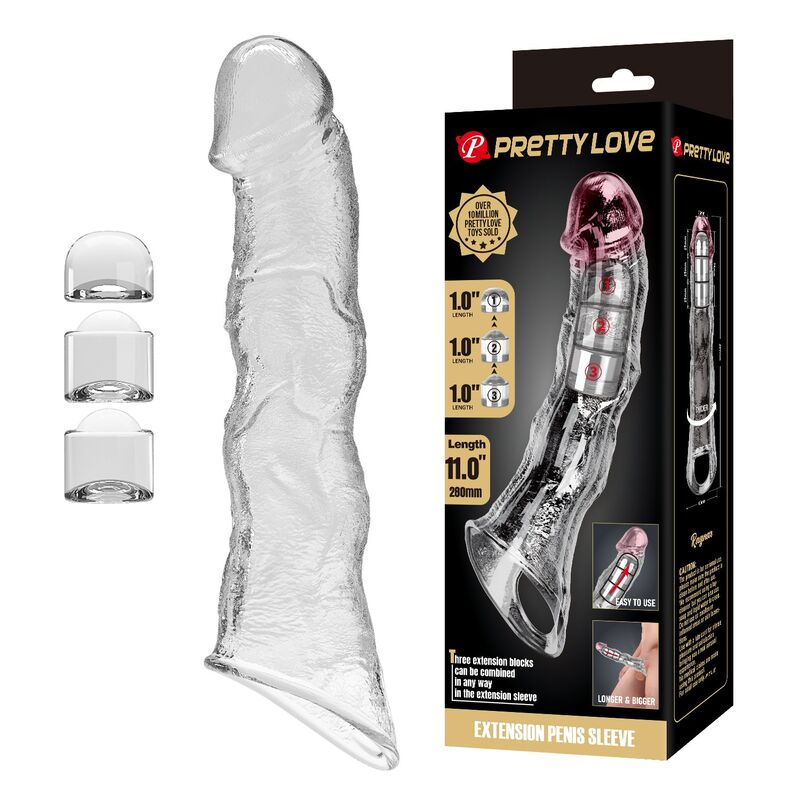 PRETTY LOVE - VERSTELLBARE PENISVERLÄNGERUNGSHÜLLE 28 CM Ø 4,5 CM TRANSPARENT – Bild 7