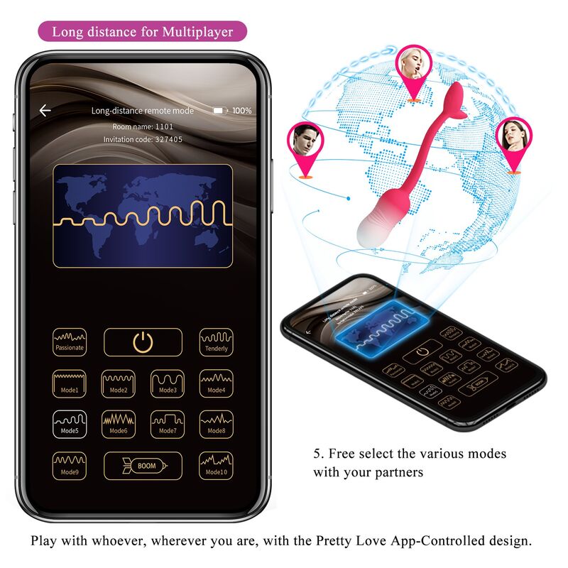 PRETTY LOVE – PULSIERENDES VIBRATIONS-EI MIT APP-STEUERUNG, 12 FUNKTIONEN, USB-AUFLADBAR, PINK – Bild 5