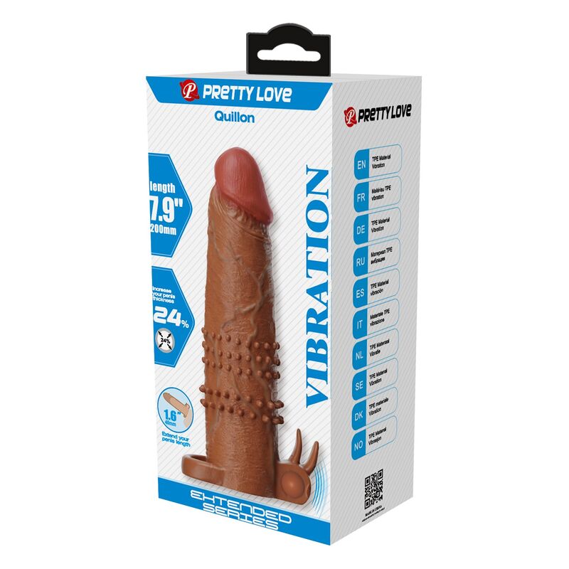 PRETTY LOVE - QUILLON VIBRIERENDER PENISSLEEVE 20 CM Ø 4 CM BRAUN – Bild 3