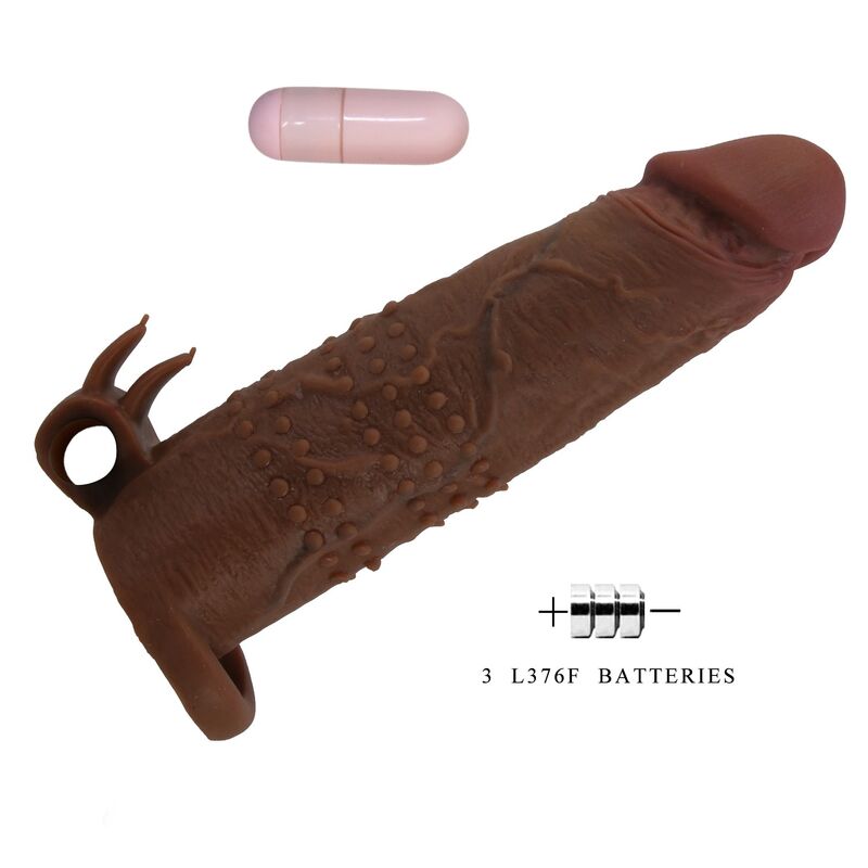 PRETTY LOVE - QUILLON VIBRIERENDER PENISSLEEVE 20 CM Ø 4 CM BRAUN – Bild 7