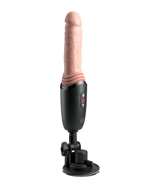 KING COCK PLUS – STOSSENDER SILIKON-DILDO MIT GASHEBEL, VIBRATIONSFUNKTION UND WÄRMELICHT, 12.7 CM – Bild 3