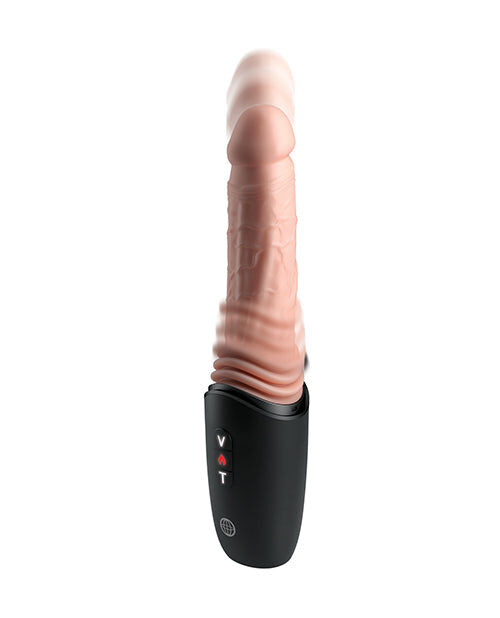 KING COCK PLUS – STOSSENDER SILIKON-DILDO MIT GASHEBEL, VIBRATIONSFUNKTION UND WÄRMELICHT, 12.7 CM – Bild 6