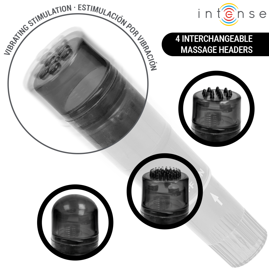 INTENSE - KURT MINI-MASSAGEGERÄT MIT 4 AUSTAUSCHBAREN AUFSÄTZEN SCHWARZ – Bild 3